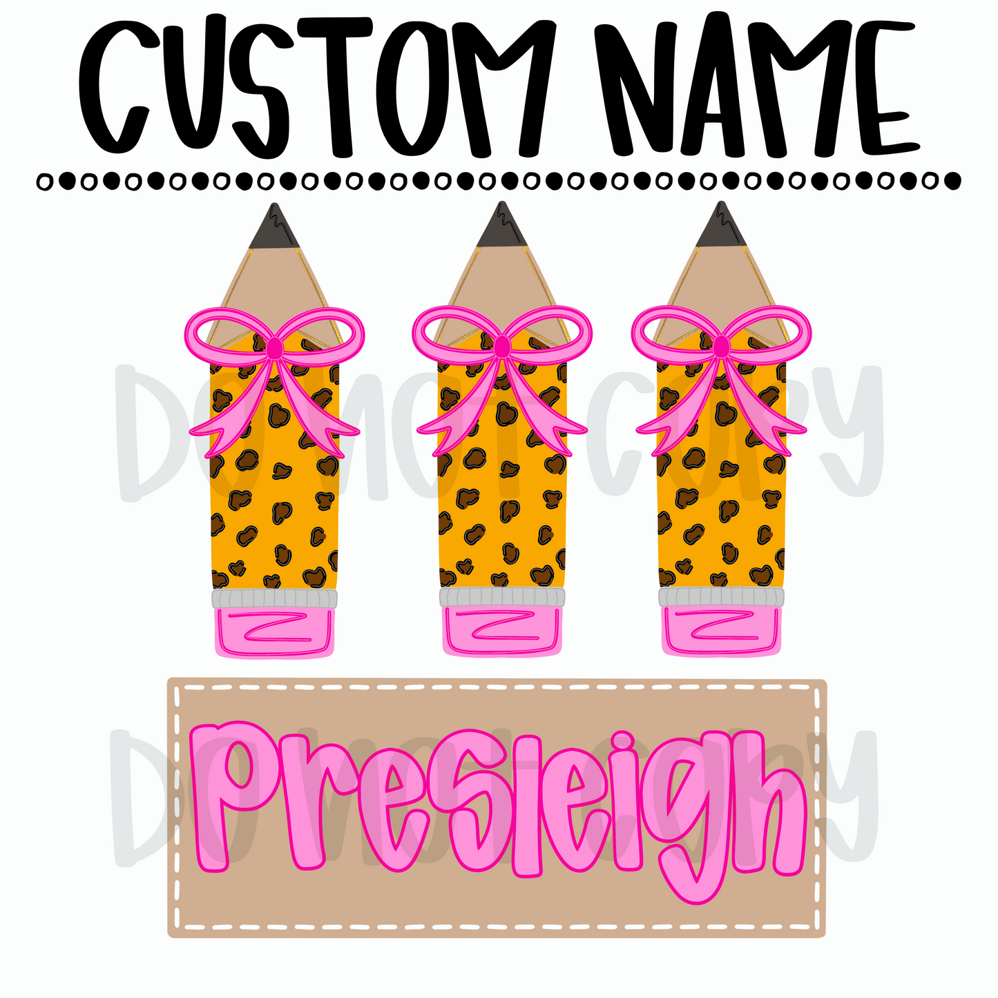 Cheetah Pencil Custom Name