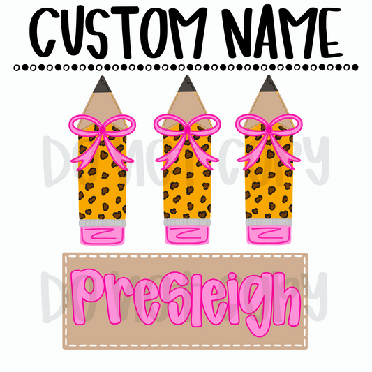 Cheetah Pencil Custom Name