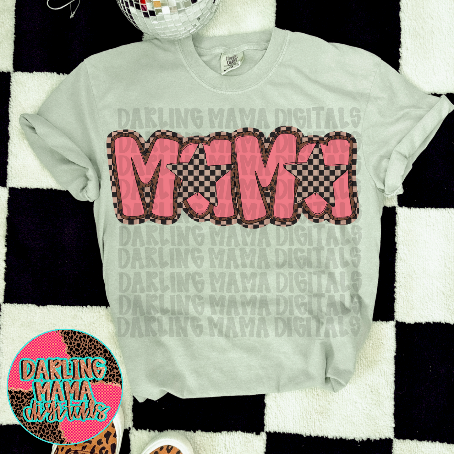 Dusty Coral Checkered Star Mama