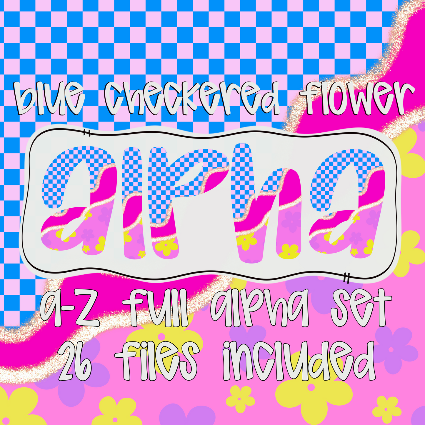 Blue Checkered Flower Alpha