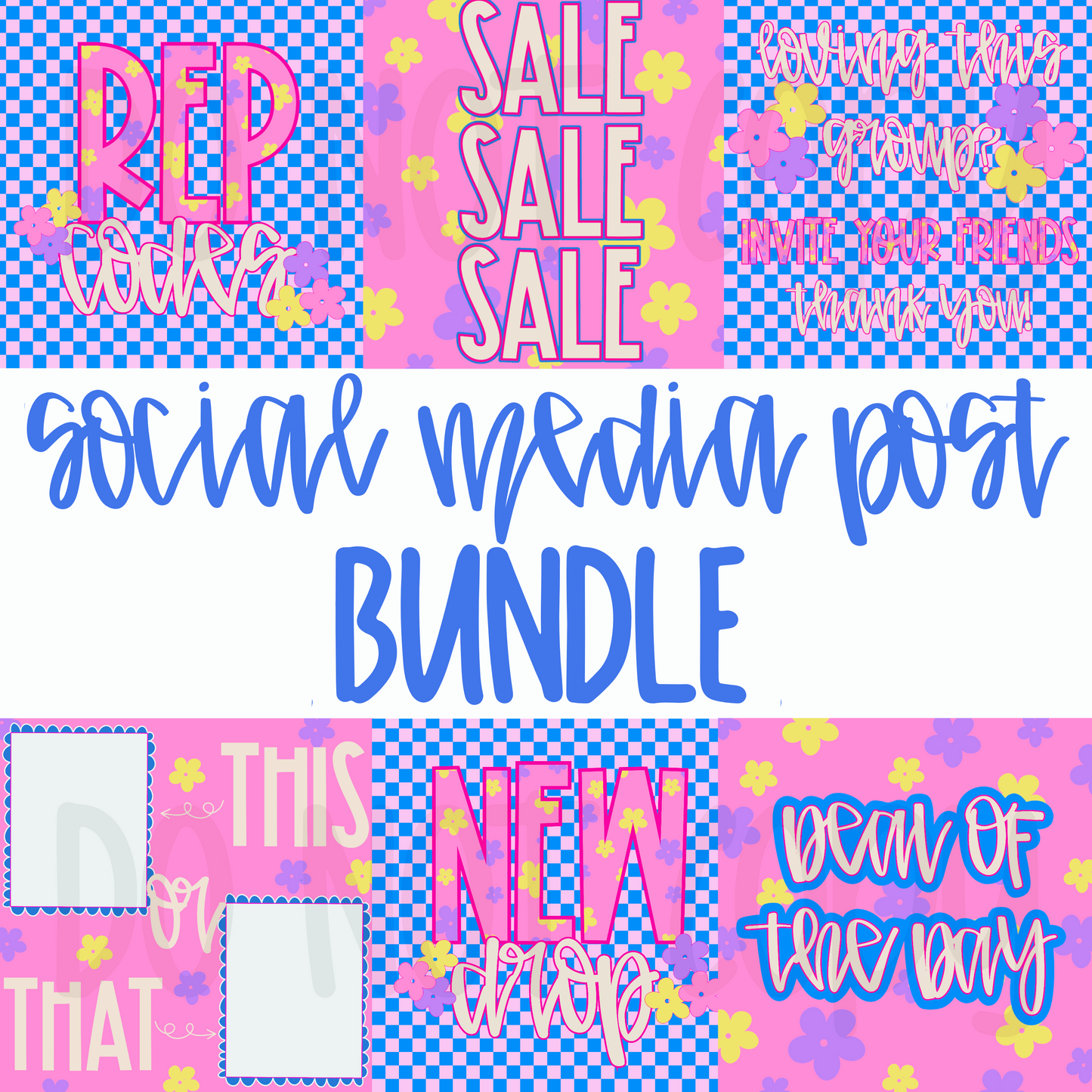 Blue Checkered Social Media Post