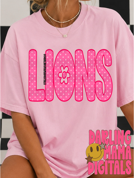 Pink dotted flower lions