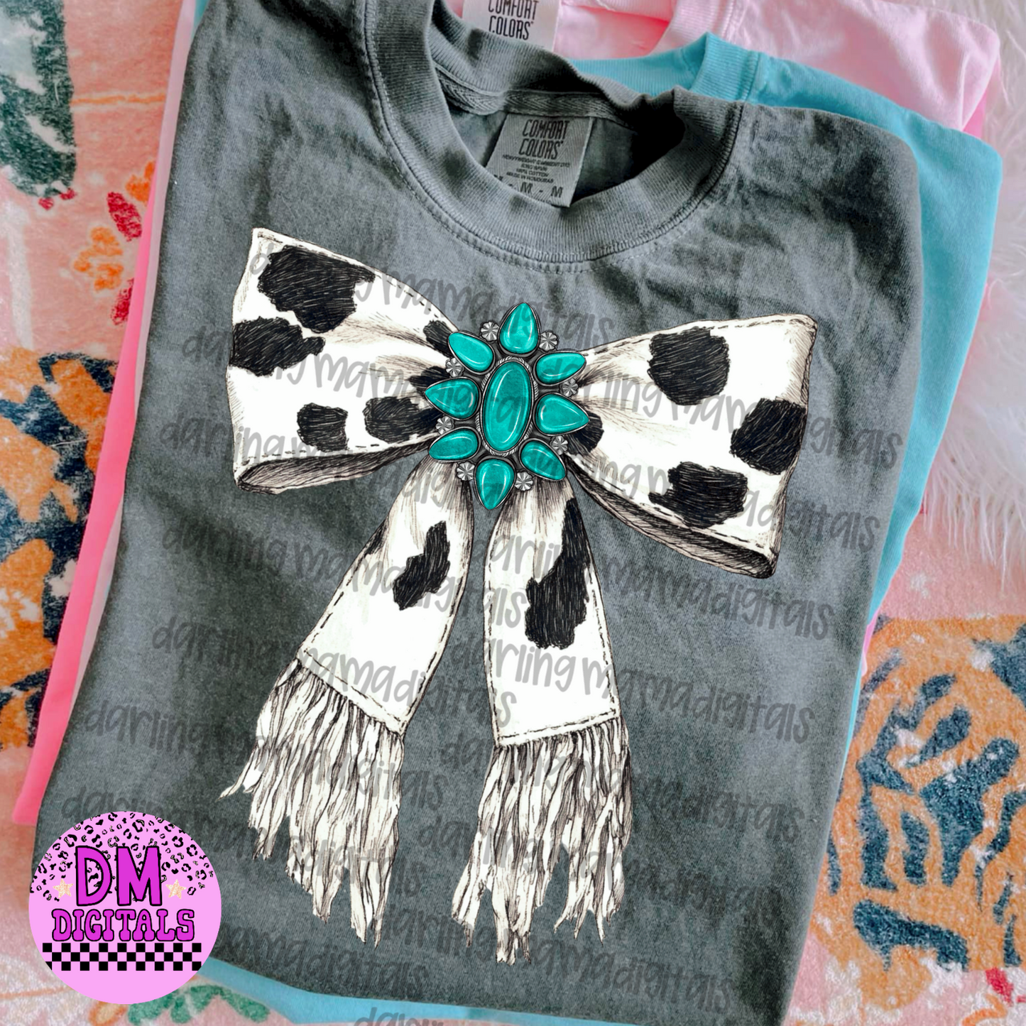 Cow Print Fringe Bow